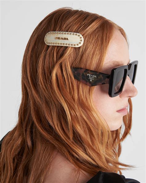 prada photo id clip|Ivory Plex Hair Clip .